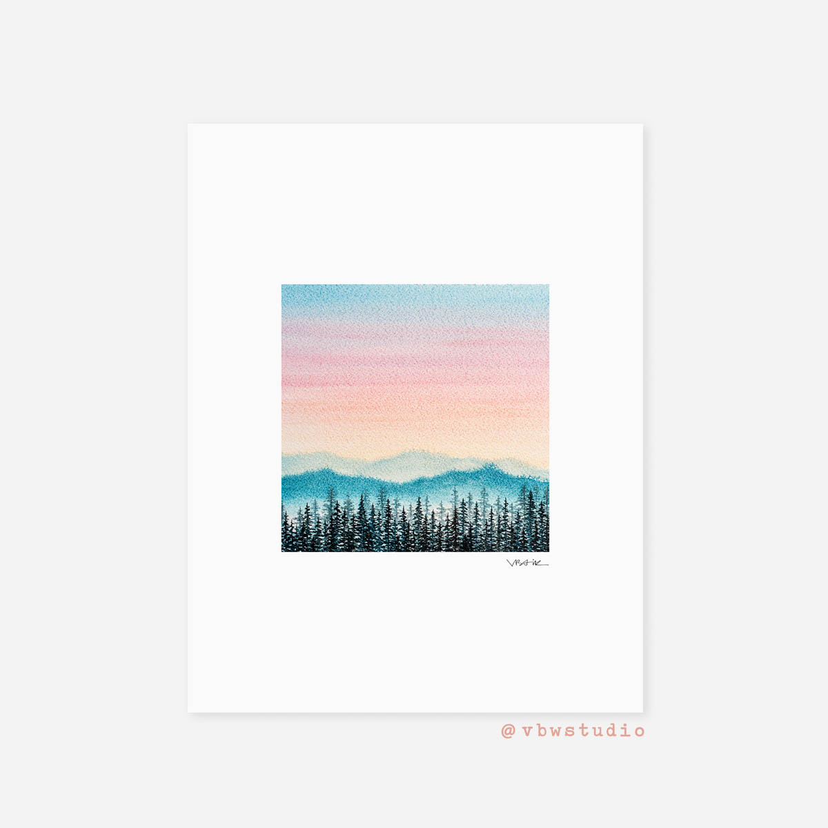 Sunset mountain painting